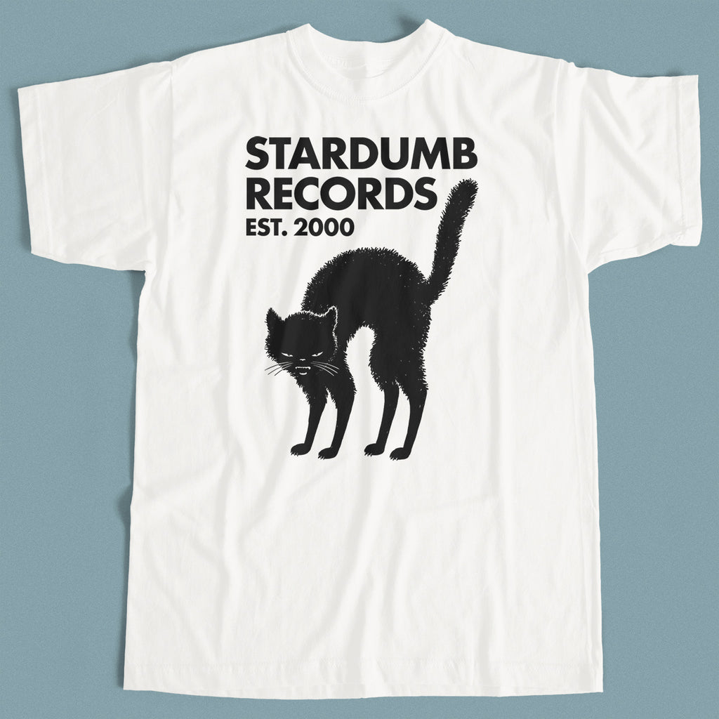Stardumb Records - Black Cat (White T-shirt, L & XL only)